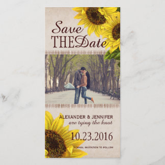 Rustic Sunflower Save the Date Photo Cards