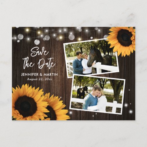 Rustic Sunflower Save The Date Photo Postcards