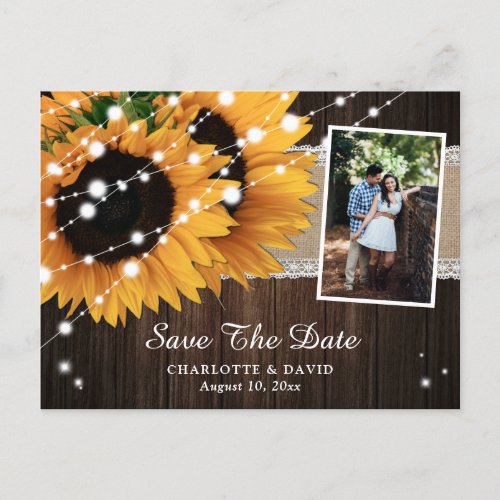 Rustic Sunflower Save The Date Photo Postcards