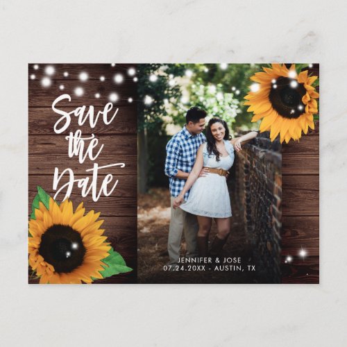 Rustic Sunflower Save The Date Photo Postcards