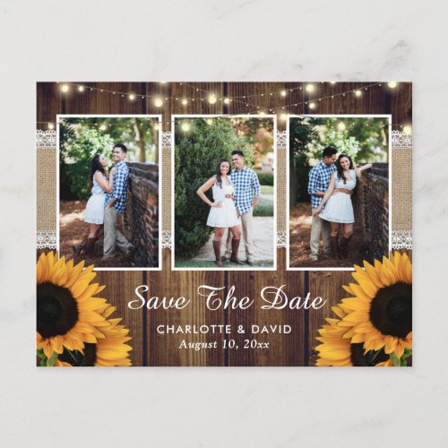 Rustic Sunflower Save The Date Photo Postcards