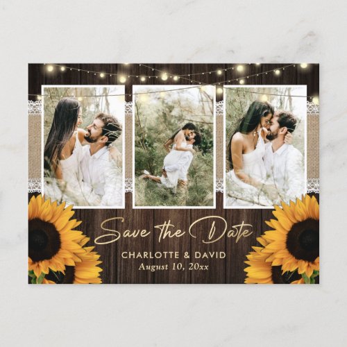 Rustic Sunflower Save The Date Photo Postcards