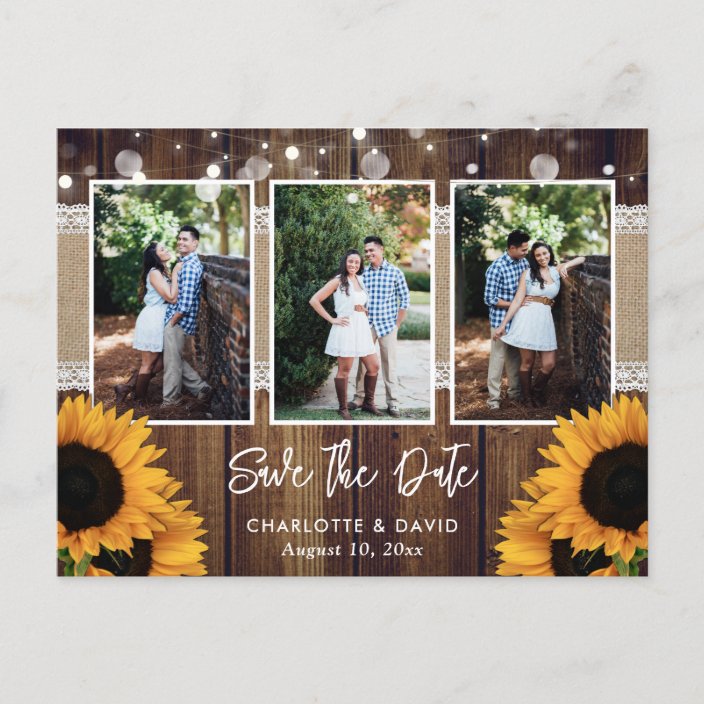 Rustic Sunflower Save The Date Photo Postcards