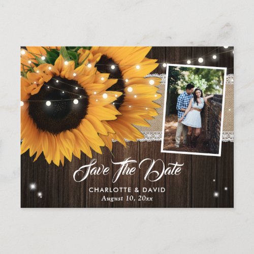 Rustic Sunflower Save The Date Photo Postcards