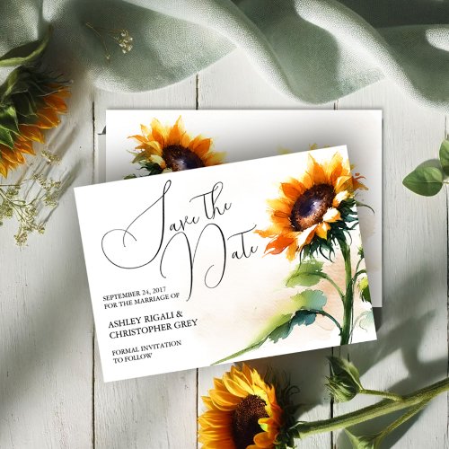Rustic Sunflower Save The Date Postcard
