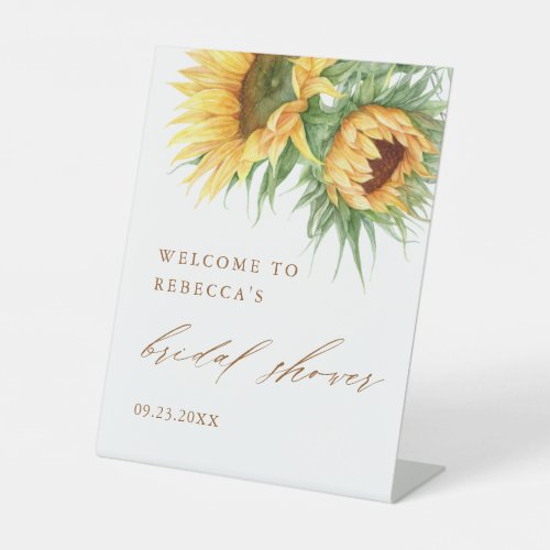 Rustic Sunflower Script Bridal Shower Welcome Pedestal Sign
