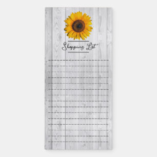 Rustic Sunflower Shopping List Magnetic Notepad