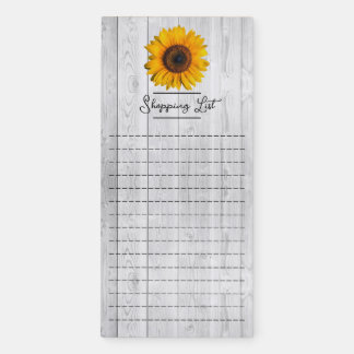 Rustic Sunflower Shopping List Magnetic Notepad