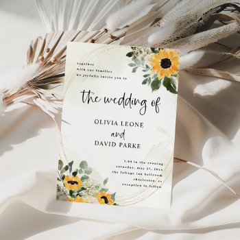 Rustic Sunflower | Simple Watercolor Wedding Invitation by Customize_My_Wedding at Zazzle