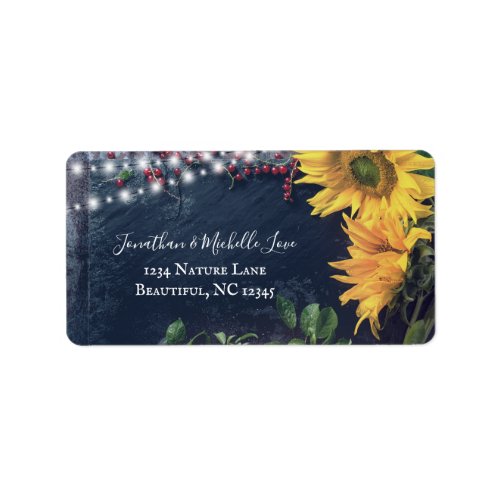 Rustic Sunflower Slate and Lights Country Address Label