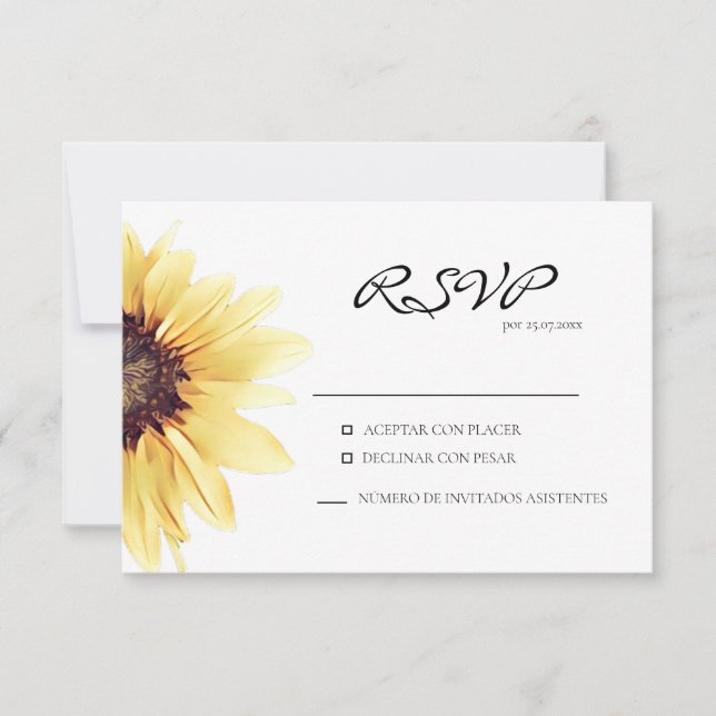 Rustic Sunflower Spanish Response Card (Front)