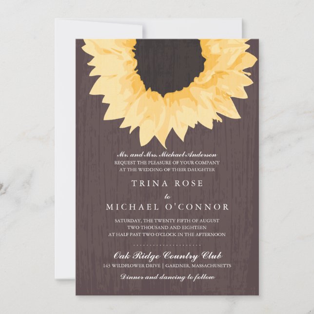 Rustic Sunflower Splendor  | Wedding Invitation (Front)