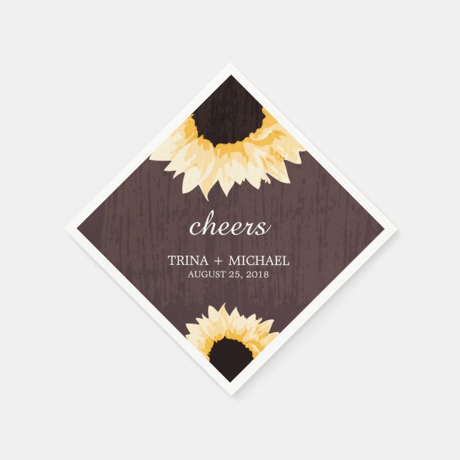 Rustic Sunflower Splendor  | Wedding Paper Napkins (Corner)
