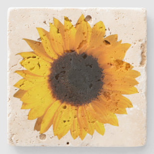 3dRose cst_98576_3 Dew on Sunflower Against Black Backdrop.Jpg-Ceramic Tile Coasters Set of 4 
