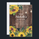 Rustic Sunflower String Lights 16th Birthday Invitation<br><div class="desc">Rustic wood,  yellow sunflowers with greenery,  and sparkling string lights and lanterns country-style 16th birthday party invitation for teen girls.  Contact us for help with customization or to request matching products.</div>