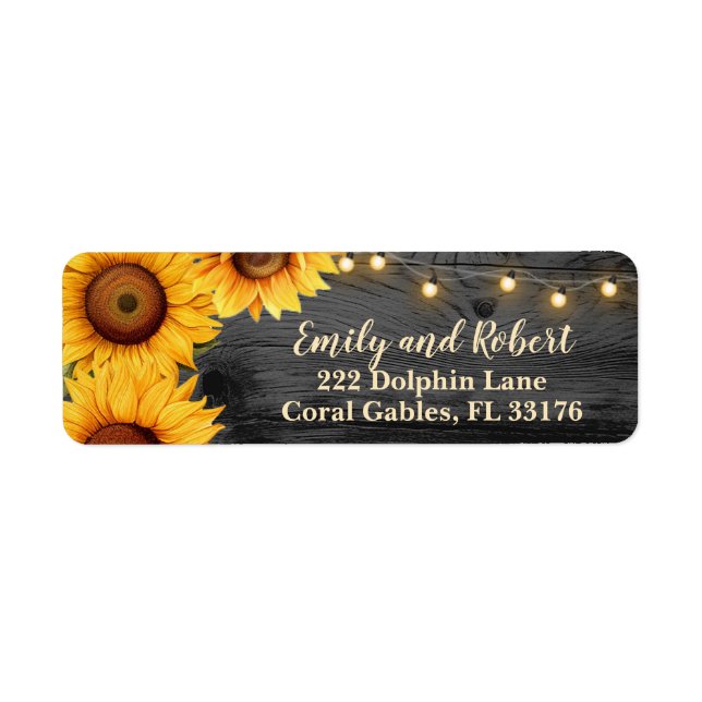 Rustic Sunflower String Lights Address Label (Front)