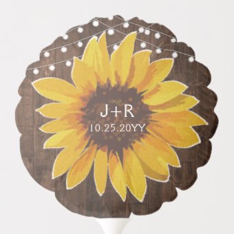 Rustic Sunflower String Lights Bridal Shower Balloon Zazzle