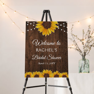 Rustic Sunflower String Lights Bridal Shower Foam Board