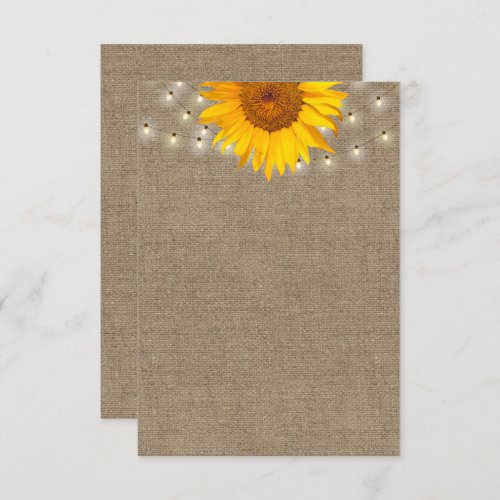 Rustic Sunflower  String Lights Burlap Background Invitation