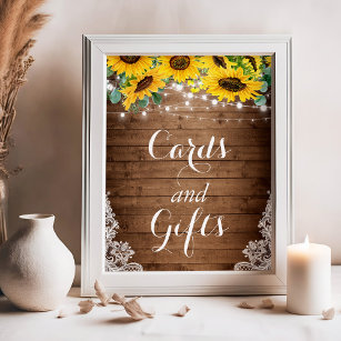 Rustic Sunflower String Lights Card and Gifts Sign