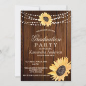 Rustic Sunflower String Lights Graduation  Invitat Invitation (Front)