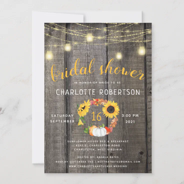 Rustic Sunflower String Lights Invitation Zazzle