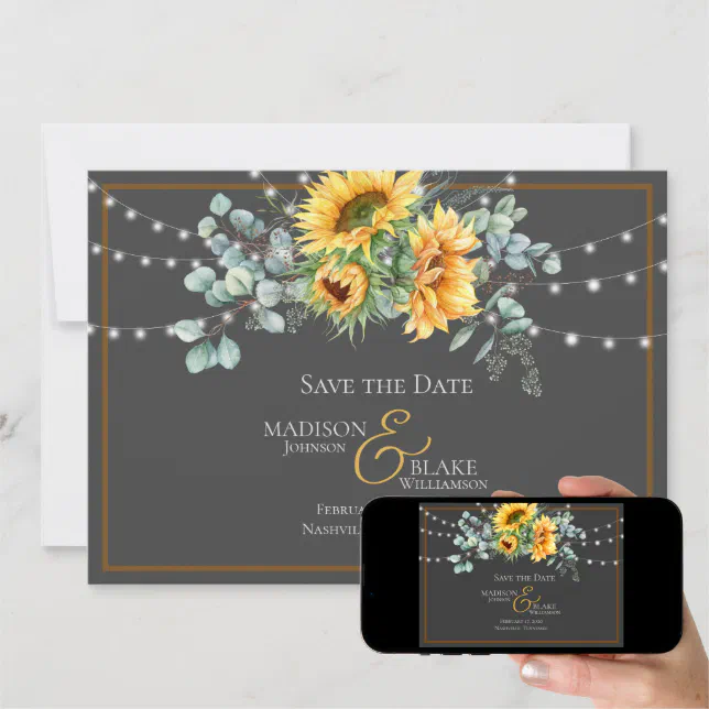 Rustic Sunflower String Lights Save The Date Zazzle