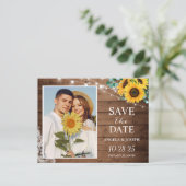 Rustic Sunflower String Lights Save the Date Photo Postcard (Standing Front)