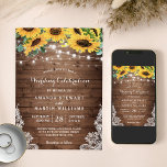 Rustic Sunflower String Lights Summer Fall Wedding Invitation<br><div class="desc">The Rustic Sunflower String Lights Wedding Invitation is perfect for a cozy summer or autumn wedding. The rustic charm of the wooden background combined with the bright sunflowers and warm string lights create a delightful contrast. The template is fully customizable on Zazzle's design tool, making it easy to add your...</div>