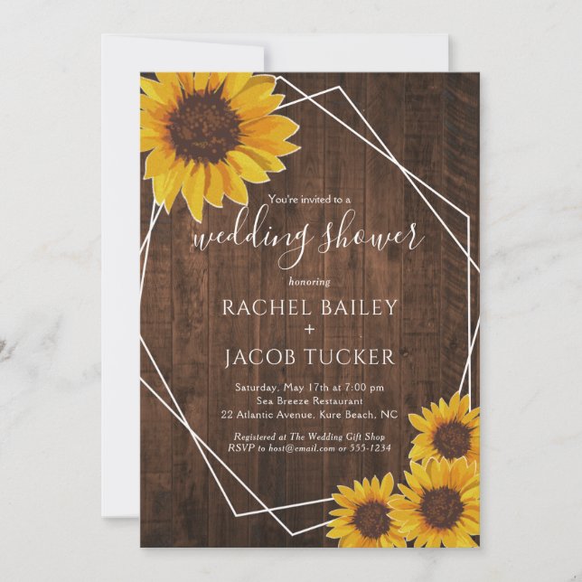 Rustic Sunflower String Lights Wedding Invitation (Front)