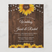Rustic Sunflower String Lights Wedding Invitation (Front)