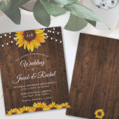 Rustic Sunflower String Lights Wedding Invitation