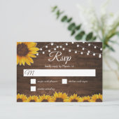 Rustic Sunflower String Lights Wedding RSVP Card (Standing Front)