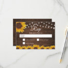 Rustic Sunflower String Lights Wedding RSVP Card