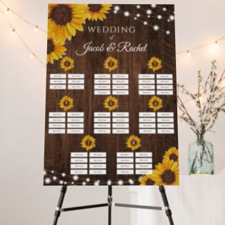 Rustic Sunflower String Lights Wedding Table Seats Foam Board