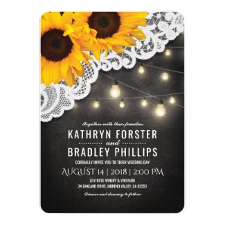 Chalkboard Sunflower Wedding Invitations