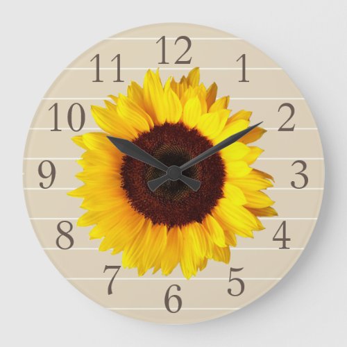 Rustic Sunflower Stripes Wall Clock
