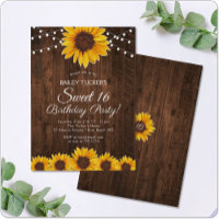 Rustic Sunflower Sweet 16 Birthday String Lights
