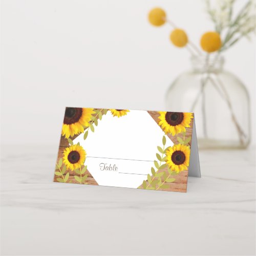 Rustic Sunflower Table Number Place Cards
