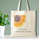 Rustic Sunflower Teacher's Tote Bag<br><div class="desc">This rustic floral Teacher's Tote Bag is decorated with a watercolor sunflower in shades of yellow. Easily customizable. To edit further use the Design Tool to change the font, font size, or color. Because we create our artwork you won't find this exact image from other designers. Original Watercolor © Michele...</div>