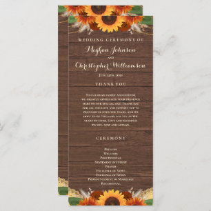 Rustic Sunflower Terracotta Roses Boho Wedding Program