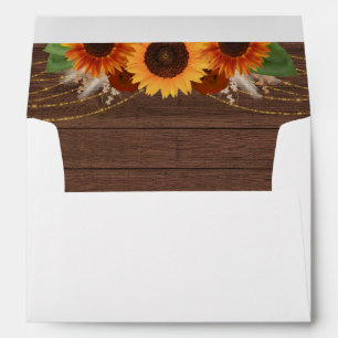 Rustic Sunflower Terracotta Roses Wedding Invite Envelope