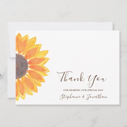 Rustic Sunflower Thank You Card