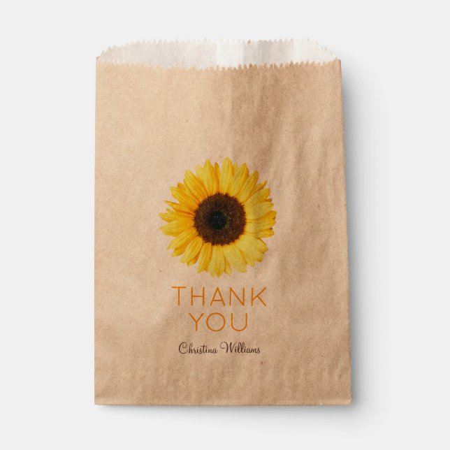 Rustic Sunflower Thank You Favor Bag (Front)