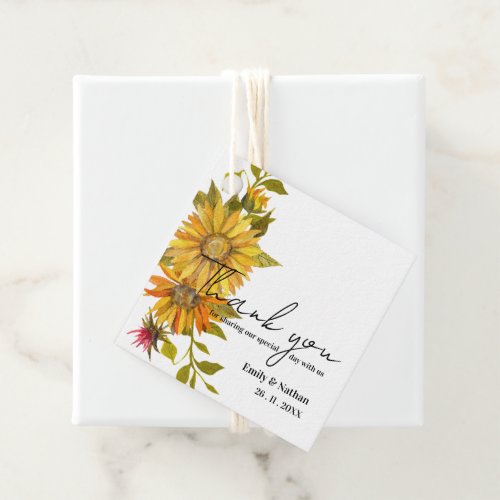 Rustic Sunflower Thank you Message Wedding Party Favor Tags