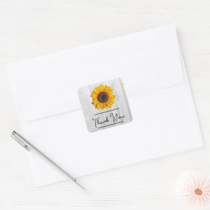 Rustic Sunflower Thank You Sticker