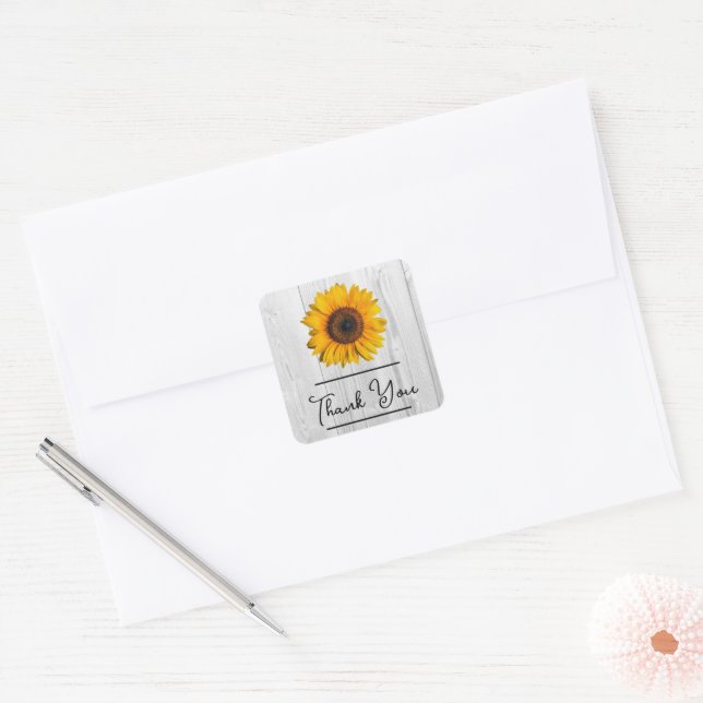 Rustic Sunflower Thank You Sticker (Envelope)