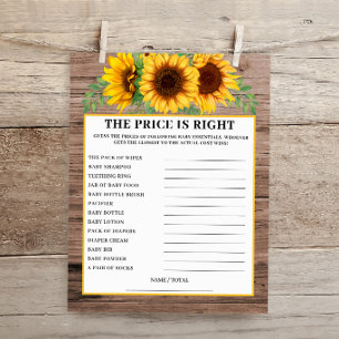 Rustic Sunflower The Price is Right Baby Game 