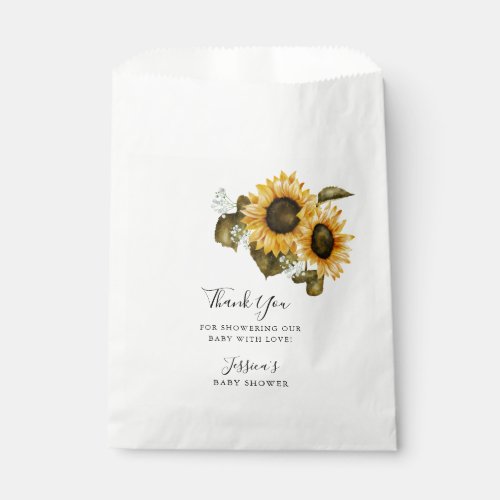 Rustic Sunflower Theme Baby Shower Favor Bag