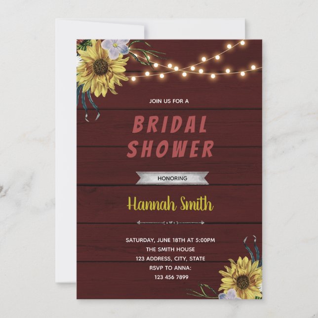 Rustic sunflower theme invitation (Front)